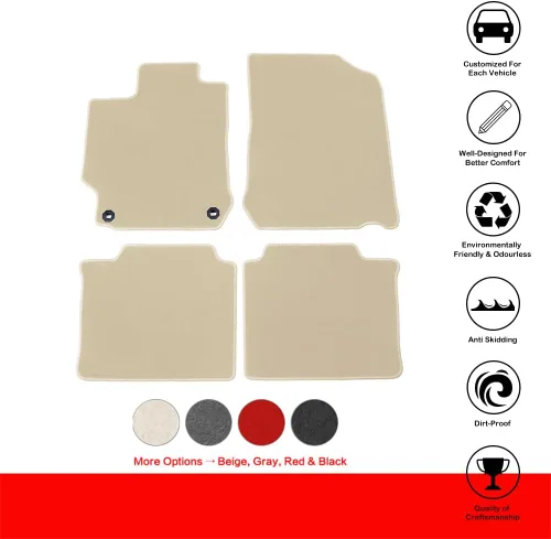 Vista 2 de IKON MOTORSPORTS, alfombrilla compatible con Toyota Camry 2012-2017, alfombrillas de nylon beige para el suelo del coche, delanteras y traseras