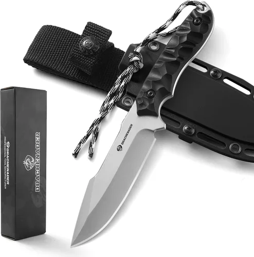 Vista 12 de DRACHENADER Cuchillo táctico de hoja fija (B-ER-DROP POINT), cuchillo de acero 5Cr14MoV de 5.04 pulgadas con mango de ABS, cuchillo de supervivencia