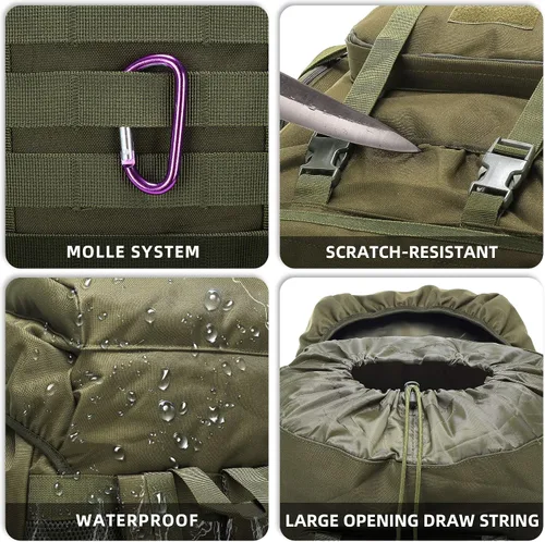 Vista 5 de King'sGuard 70L Camping Hiking Backpack for Men Women Large Military Tactical Backpack Molle Rucksack Backpack for Outdoor