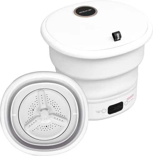 Vista 9 de Mini lavadora portátil – Pequeña lavadora plegable para ropa – Para camping, RV, viajes, espacios pequeños (blanco)