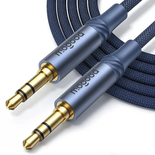 Vista 8 de MOGOOD Cable auxiliar de audio de 0.1 in macho a macho, nailon trenzado Azul