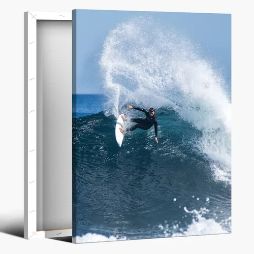 Vista 33 de Póster retro de surf fresco, arte de pared en blanco y negro, pósteres estéticos de habitación, arte de pared vintage del océano, pintura en lienzo