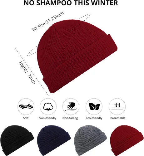 Vista 3 de SATINIOR Gorro de pescador unisex con borde enrollable, 4 piezas