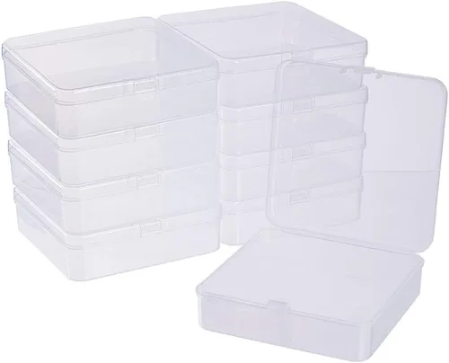 Vista 16 de BENECREAT Paquete de 24 contenedores cuadrados de plástico transparente de 1.38 x 1.38 x 0.7 pulgadas, con tapa para artículos, tapones