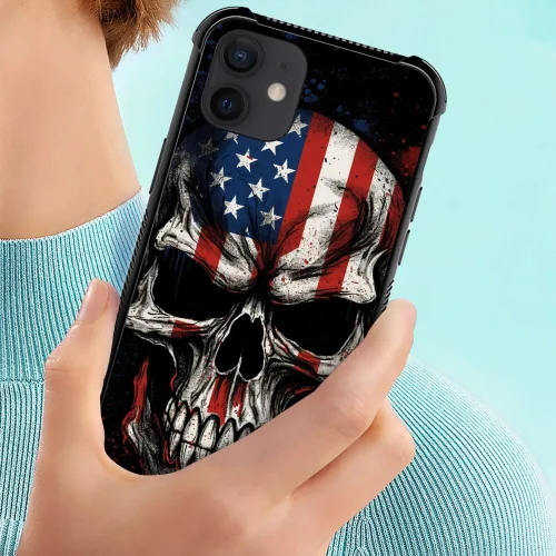 Vista 113 de Funda compatible con iPhone 8, a prueba de golpes, antiarañazos, bandera de ciervos de cola blanca de grano de madera estadounidense