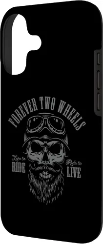 Vista 2 de Forever Two Wheels Biker Skull with Beard Motorcycle Design - Carcasa para iPhone 17