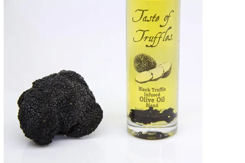 Vista 3 de Aceite de trufa negra, súper concentrado, totalmente natural, aderezo para ensaladas de condimentos de comida gourmet, aceite de trufa, 3.38 onzas