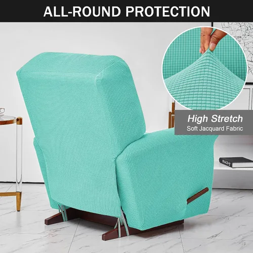 Vista 5 de CONRUSER Fundas elásticas para sillas reclinables, funda suave de 4 piezas, funda gruesa para sofá individual, funda de jacquard con bolsillo
