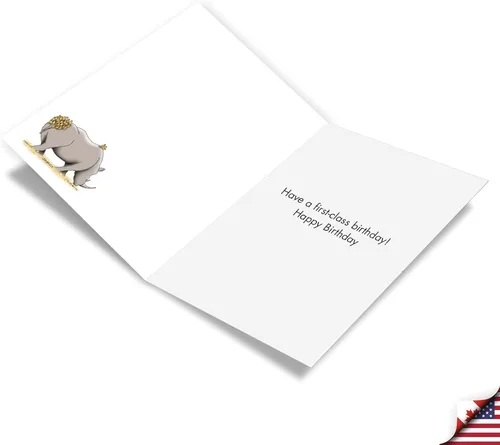 Vista 2 de NobleWorks Divertida tarjeta de papel de cumpleaños con sobre de 5 x 7 pulgadas (1 tarjeta) Bday First-Class Birds C3347BDG-UA