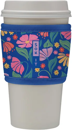 Vista 209 de Sok It HotSok Coffee & Tea - Funda de neopreno con aislamiento reutilizable (floral abstracto)