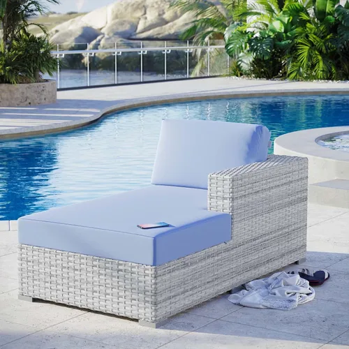 Vista 22 de Modway Convene - Otomana rectangular de mimbre para patio al aire libre, color gris claro
