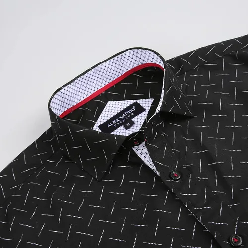 Vista 4 de Alex Vando Camisas de vestir estampadas para hombre, manga larga, ajuste regular, camisa con botones