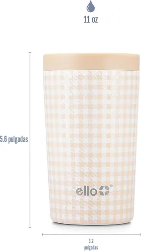 Vista 5 de Ello Jones - Taza de viaje de acero inoxidable aislada de 11 oz con tapa deslizante a prueba de fugas, taza pequeña de café de porción única