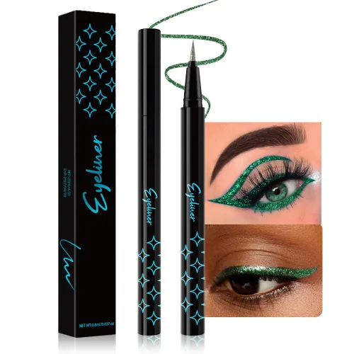 Vista 27 de evpct Delineador de ojos líquido cromático dúo, con purpurina de bronceador rosa, destello metálico brillante, sombra de ojos en lápiz, cambio
