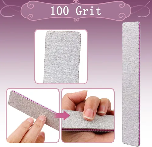 Vista 2 de HeeYaa Lima de uñas, 12 unidades, profesional, reutilizable, grano 100/180, de doble cara, lavable, herramientas de manicura para extensión de uñas