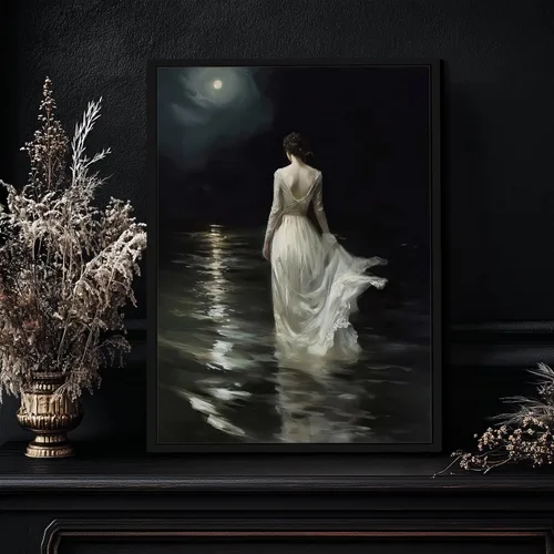 Vista 7 de Arte de pared enmarcado de mujer melancólica Arte de pared de academia oscura Pintura decorativa victoriana gótica Arte de mujer en impresión