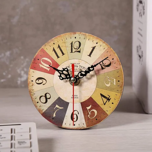 Vista 2 de Haofy Reloj de pared vintage redondo extra pequeño de 4.7 pulgadas, silencioso, funciona con pilas, reloj de pared de madera antigua para cocina
