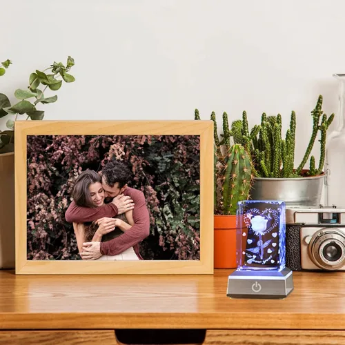 Vista 6 de YWHL Cristal romántico grabado en 3D con texto en inglés "I Love You", regalos para su novia, esposa, en aniversario, día de la madre, regalos
