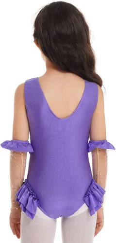 Vista 4 de YEAHDOR Disfraz de espectáculo de circo para niñas pequeñas, disfraz de una pieza, leotardo de baile, uniforme de Halloween, traje de Halloween