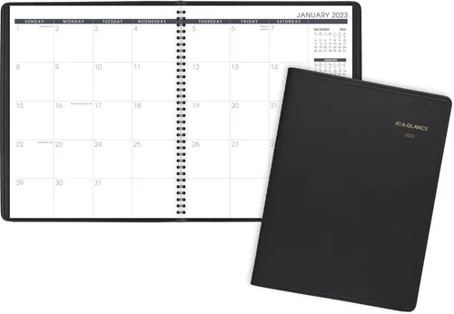 Vista 3 de AT-A-GLANCE Agenda mensual 2023, 9 x 11 pulgadas, grande, 15 meses, negro (7026005)