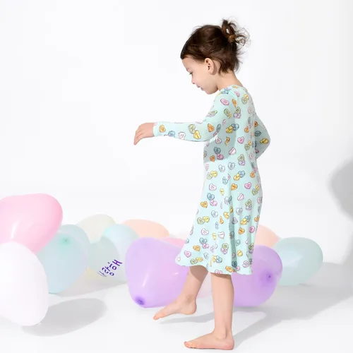 Vista 3 de Bellabu Bear Vestidos de bambú para niñas, manga corta y manga larga, viscosa de bambú