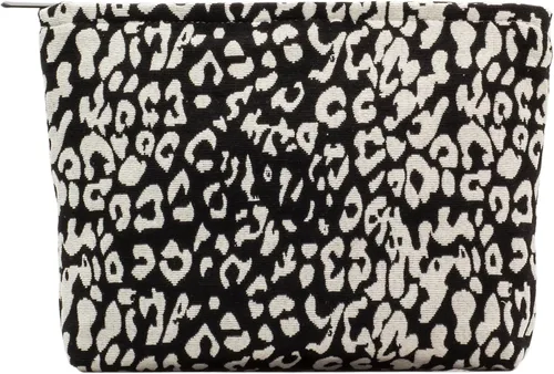Vista 13 de Pazimiik Bolsa de maquillaje floral, grande, de algodón, con cremallera para bolsa de viaje, organizador de maquillaje de lona para mujeres