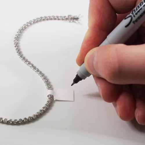 Vista 6 de CuteBox - Etiquetas de reparación, precio e identificación de joyas, 1000 unidades, mancuerna blanca rectangular Tyvek, autoadhesivas para anillos