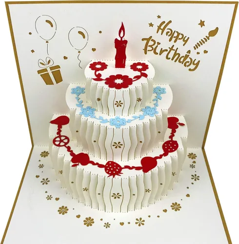 Vista 10 de Tarjetas de cumpleaños emergentes 3D, tarjetas de pastel