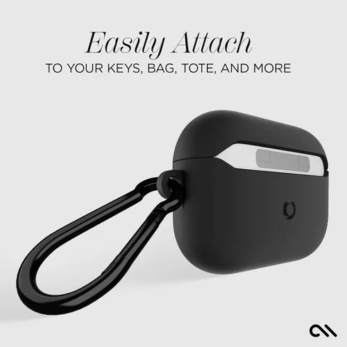 Vista 4 de Case-Mate Funda para AirPods Pro 3 con mosquetón negro [compatible con carga inalámbrica] – Funda negra resistente para AirPods Pro 3