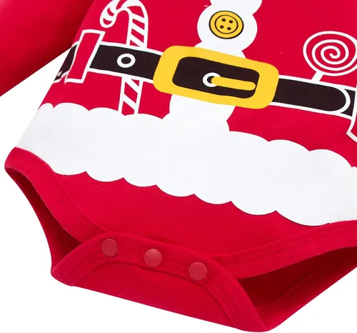 Vista 5 de BFUSTYLE Conjunto de 3 piezas para bebés y niñas mi primer mameluco de Navidad pantalones largos y sombrero 0-18 meses