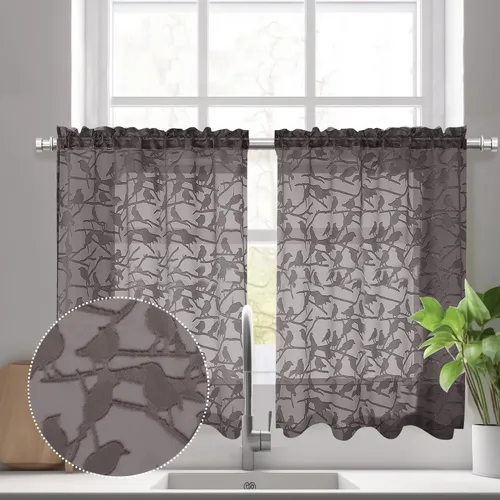 Vista 44 de OVZME Anji Clip Voile Sheer Tiers RD 2X30X36 Negro