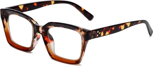 Vista 21 de EYLRIM Classic Thick Square Frame Clear Lens Glasses for Women Men A93 Verde tortuga
