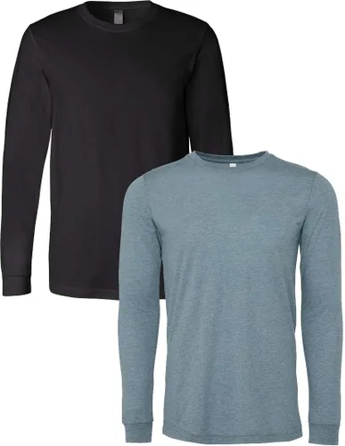 Vista 128 de Canvas Filmore 3501 - Camiseta de 4.2 onzas para hombre manga larga (1) Ceniza + (1) Jaspeado atlético