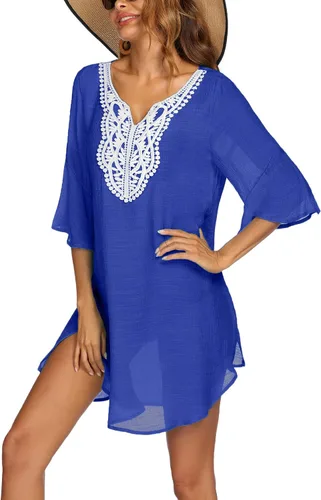 Vista 3 de Ekouaer Swimsuit Cover Ups Women's Bathing Suit Coverup Lace Crochet Beachwear Loose Bikini Beach Dress for Swimwear