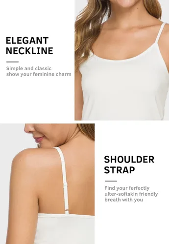 Vista 4 de Camisetas básicas para mujer, con tirantes delgados, ajustables, paquete de 4