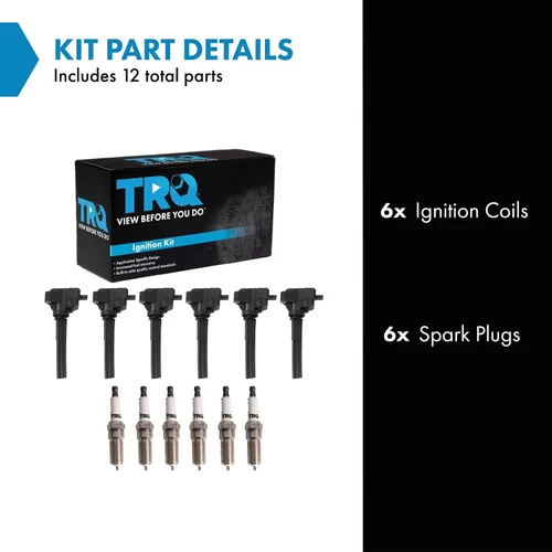 Vista 2 de TRQ Kit de bobina de encendido y bujía Iridium 12 piezas compatible con Ford Explorer 2020-2021 Police Interceptor Utility Lincoln Aviator con V6