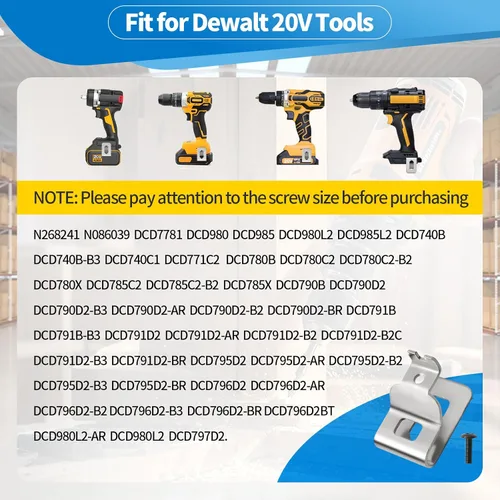 Vista 7 de 4 piezas de clips de cinturón para Dewalt, clip de repuesto premium de acero inoxidable 304, con tornillos, para Dewalt DCD7771 Compatible