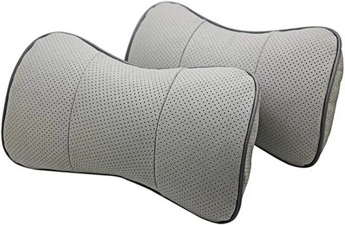 Vista 6 de 2 fundas de cuero para reposacabezas de automóvil, fundas de cojín para almohada (beige)