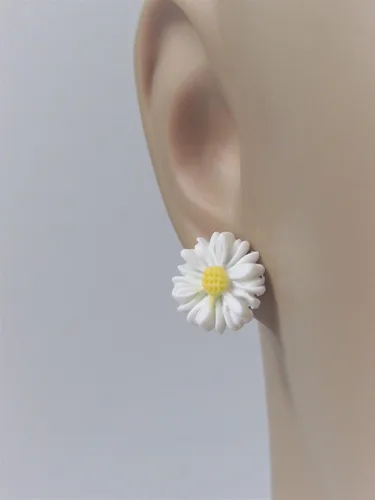 Vista 4 de Aretes de margaritas para mamá e hija, joyería de flores a juego para madre e hija