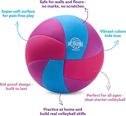 Vista 5 de MOTOMY™ Pelota de voleibol suave, pelota de entrenamiento interior sin dolor para niños y jóvenes, superficie extrasuave con rebote realista, pelota