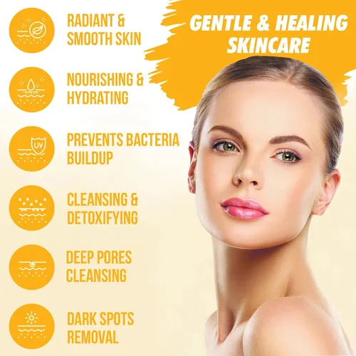 Vista 3 de Crema facial de cúrcuma para rostro y cuerpo – Loción iluminadora de piel de cúrcuma totalmente natural – La cúrcuma limpia la piel, combate
