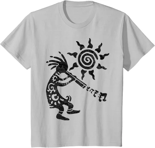 Vista 26 de Native American Kokopelli Musican With Flute 2 - Camiseta divertida para fanáticos, Blanco, S