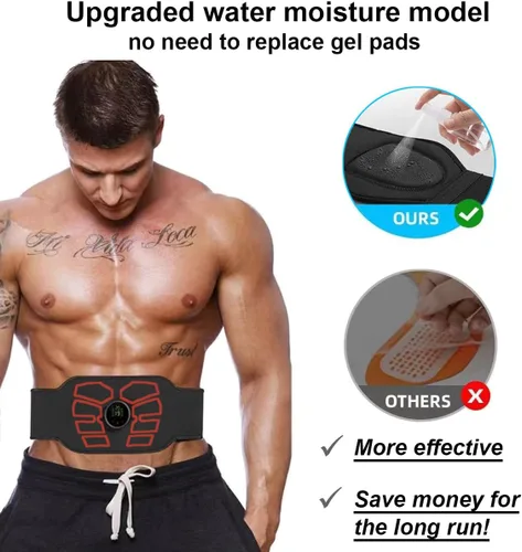 Vista 4 de Estimulador muscular EMS, estimulador ABS, cinturón de tonificación abdominal, equipo de entrenamiento de fitness para oficina en casa para abdomen