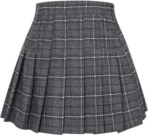 Vista 2 de SANGTREE Falda plisada para niñas y mujeres falda de uniforme de cintura elástica 2 años - 4XL de EE UU