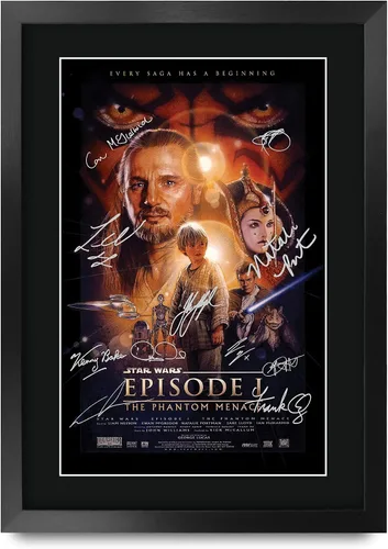 Vista 14 de HWC Trading Star Wars Episodio 1 La Amenaza Fantasma Regalos Presentación Impresa Autografiada Montaje para Fans de Recuerdos de Películas - 16" x
