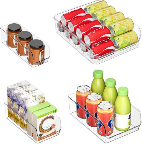 Vista 12 de Ettori Organizador de botellas de agua, paquete de 2 cubos organizadores de refrigerador y contenedores de almacenamiento transparentes