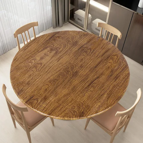 Vista 14 de LUSHVIDA - Mantel ajustable de vinilo para mesa redonda, impermeable y con borde elástico, mantel de plástico