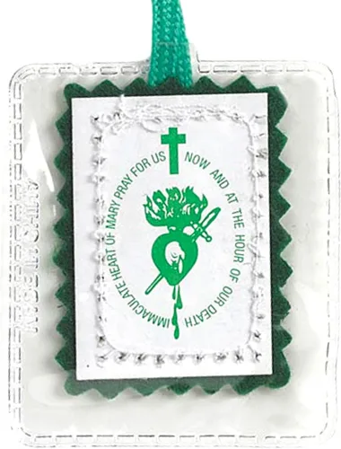 Vista 3 de Religious Gifts Escapulario laminado Immaculate Heart of Mary Green, 18 1/2 pulgadas