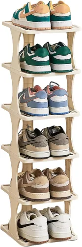 Vista 11 de Zapatero vertical de 5 niveles, organizador de zapatos de esquina para entrada, organizador de zapatos estrecho para espacios pequeños, zapato alto