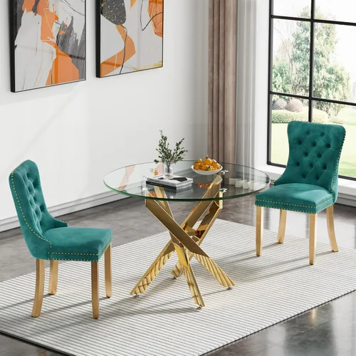 Vista 75 de HomVent Juego de mesa de comedor redonda de vidrio para 2, moderno juego de mesa y sillas de cocina de vidrio templado, juego de mesa de comedor